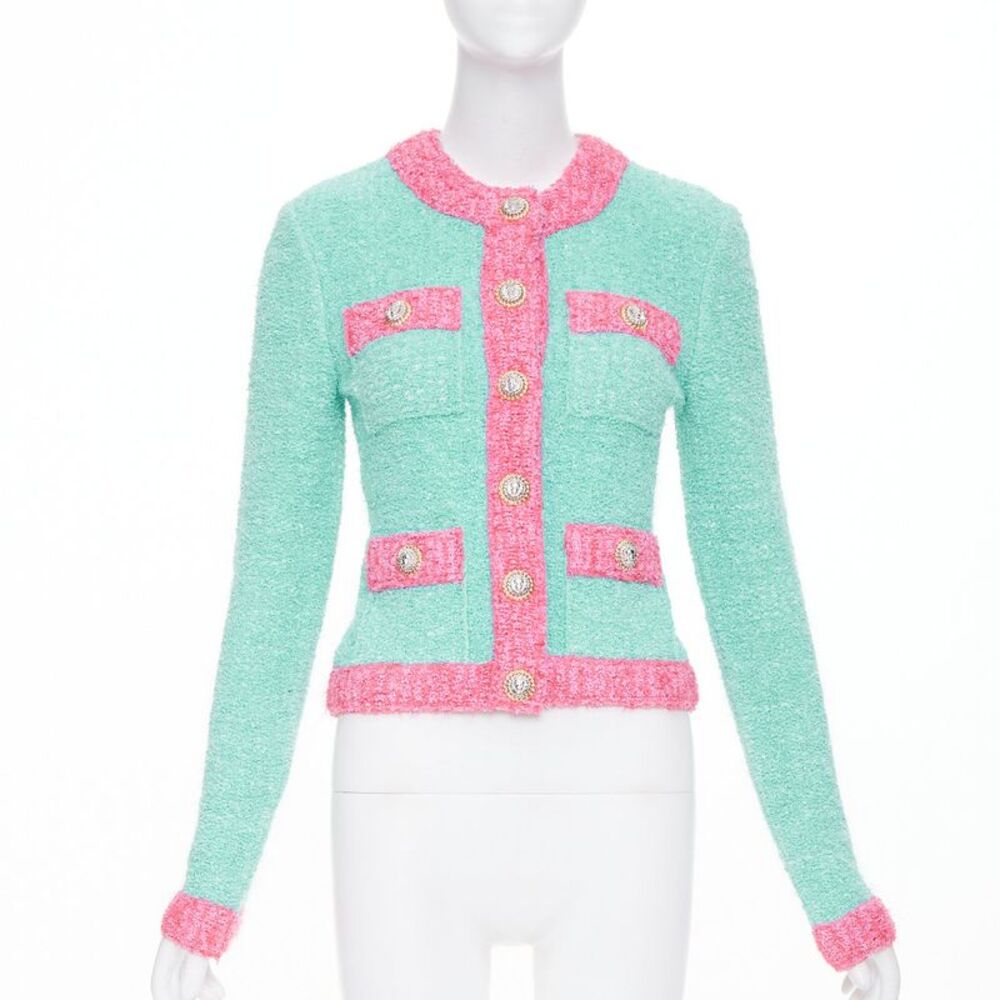 Balmain boucle lurex buttoned knit cardigan